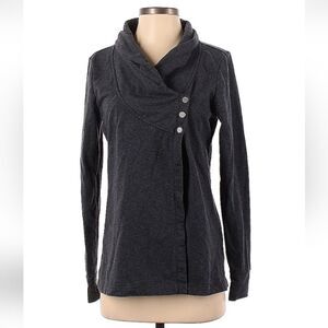 Danskin Small Stylish Button-Up Sweatshirt Cardigan Wrap Top Long Sleeve Womens